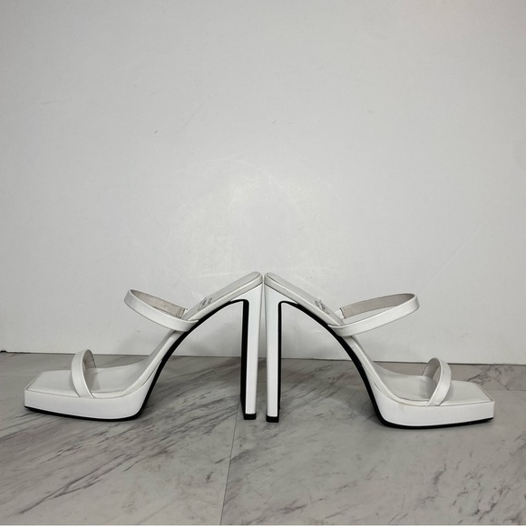 Jeffrey Campbell Hustler Square Toe White Heel Sandal 9 1/2 - Picture 7 of 14